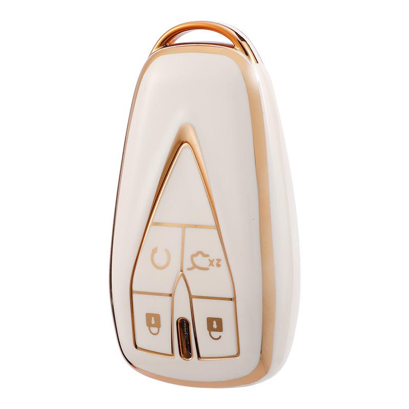 Changan Car Key Case for CS75: Gold-Edged Oshan TPU Key Cover