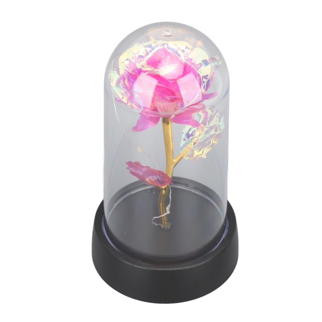 Colorful Light Up Rose in Glass Dome Birthday Gifts Ambient Lighting Light Up Artificial Flower Rose for Anniversary