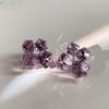New Dazzling Square Women's Stud Earrings Shiny Purple Crystal Bling Simple Earrings for Female Party Ear Y2K Jewelry