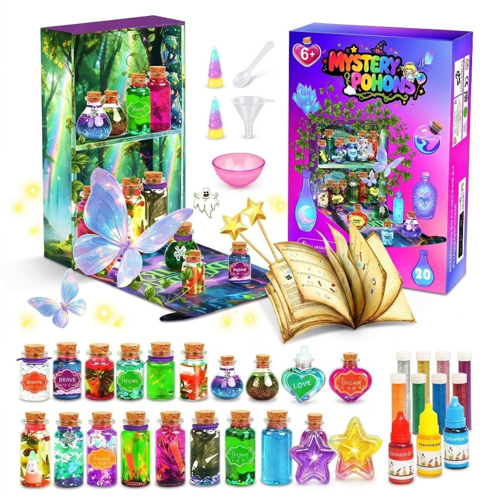 DIY Fairy Magical Potions Kit for Kids Potion Making Set Fairy Potion Bottles Craft Toy Science Set Magic Kits розовый
