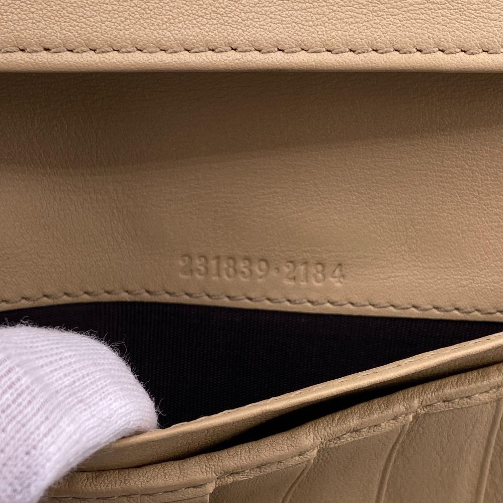 Gucci 231839 W Hook Wallet  Diamante Leather Purse Beige Leather Women Used