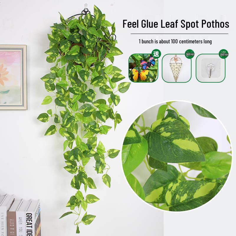 Artificial Pothos & Spider Plant Rattan Vine Wall Hanging for Indoor/Outdoor Decor