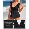 CHARMLEAKS Women Tankini Top Ruffled Shoulder Bathing Suit Top V Neck Swimsuit Top Flowy Bikini Tank Top