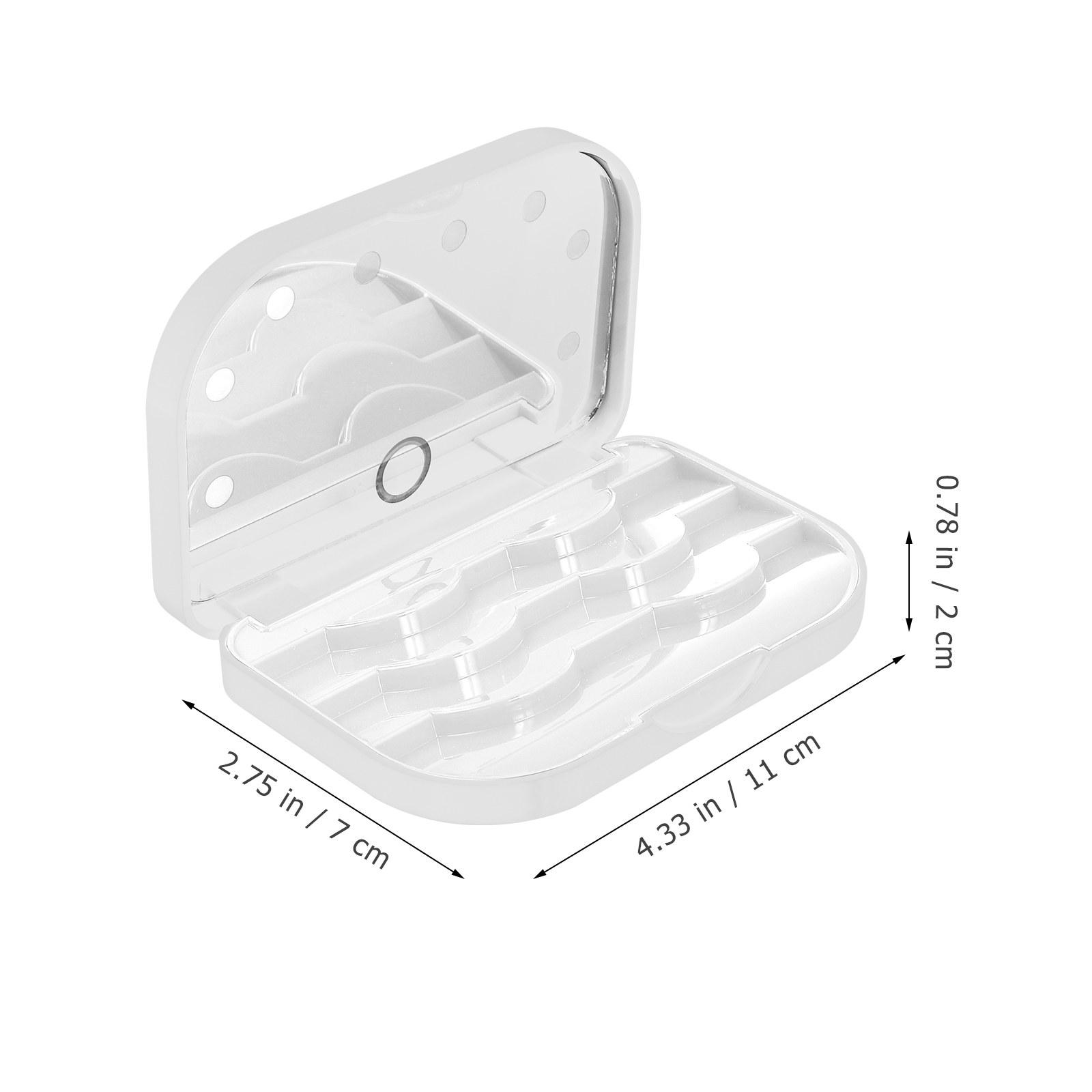 

False Eyelash Case LED Light Eyelash Box Mirror Storage Holder Portable Lash Tray for Personal Beauty Tools Organization белый