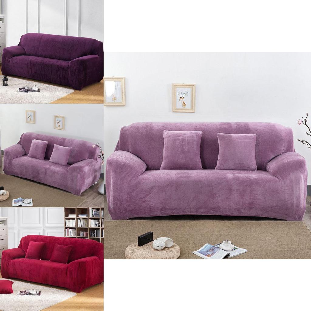 Skin-friendly Stretch Sofa Slipcover Thick Plush Velvet Cover Offering Total Protection