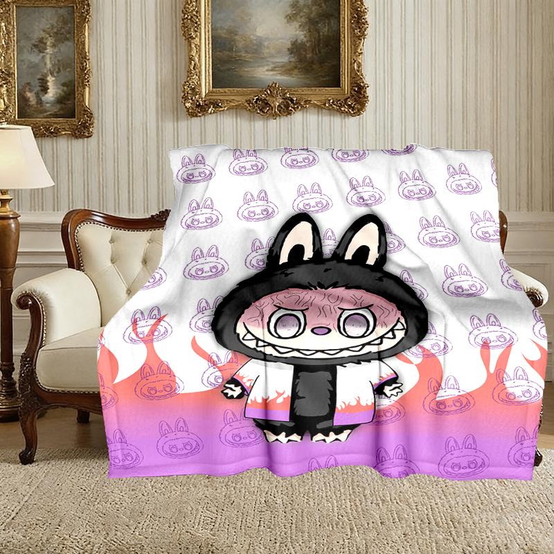 1 Stück Pflegeleichte LABUBU Decke, Perfekt für Sofa, Bett, Zuhause, Reisen & Mehr, Warme & Langlebige Bedruckte Decke