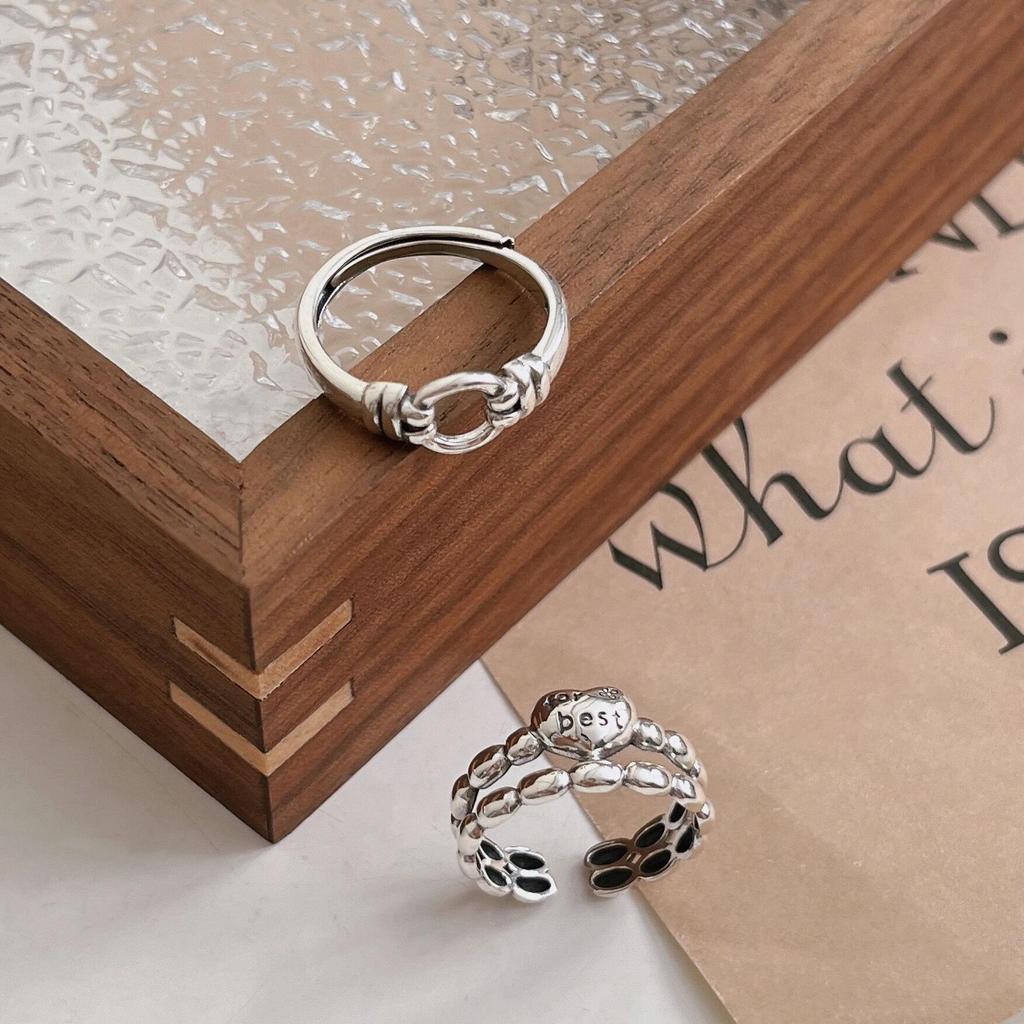 925 Sterling Silver Double-Layer Heart Open Ring for Women, Japanese & Korean Design, Light Luxury, High-End