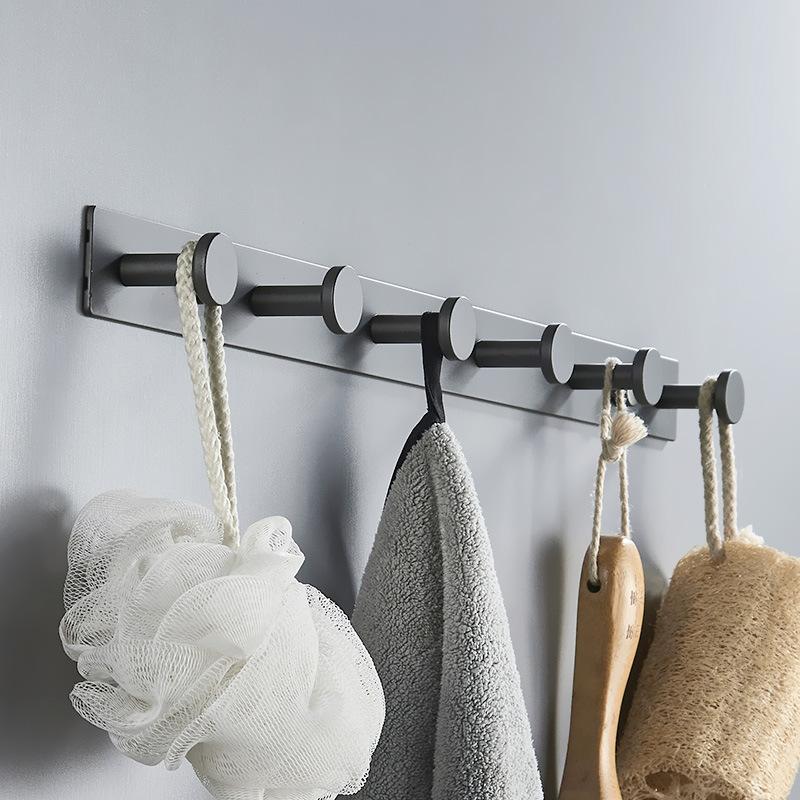 Gray Aluminum Wall Mounted Bathroom Clothes Coat Hook Bedroom Storage Hook Clothes Hanger Hooks Black Bathroom Towel Hook