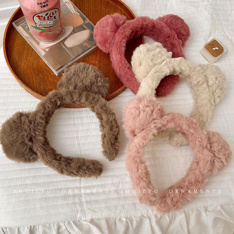 Adorable Rabbit Ear Plush Headband for Women, Face Wash Hair Clip, Internet Celebrities' Rabbit Fur Hair Accessory.