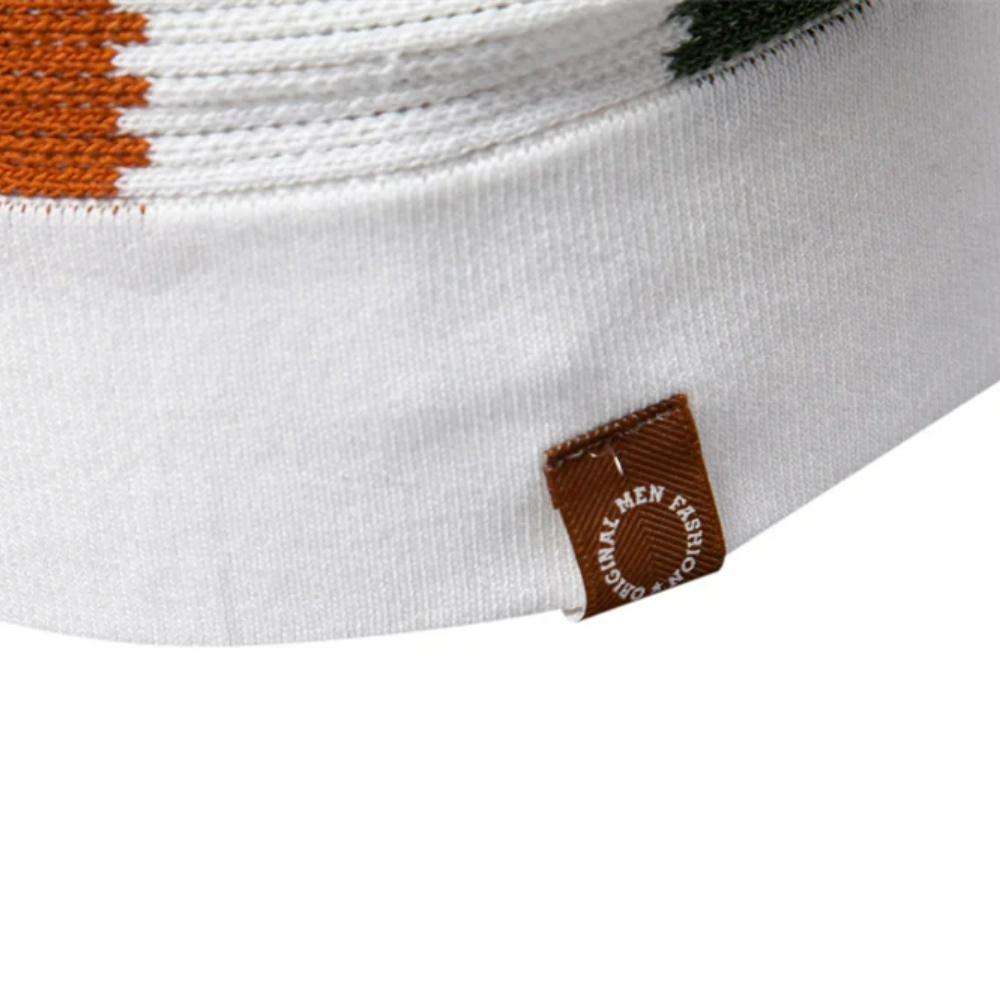 AIOPESON Men's Knitted Polo Shirt Breathable Striped Casual V Neck Turn Down Collar High Quality Polo Shirt Men