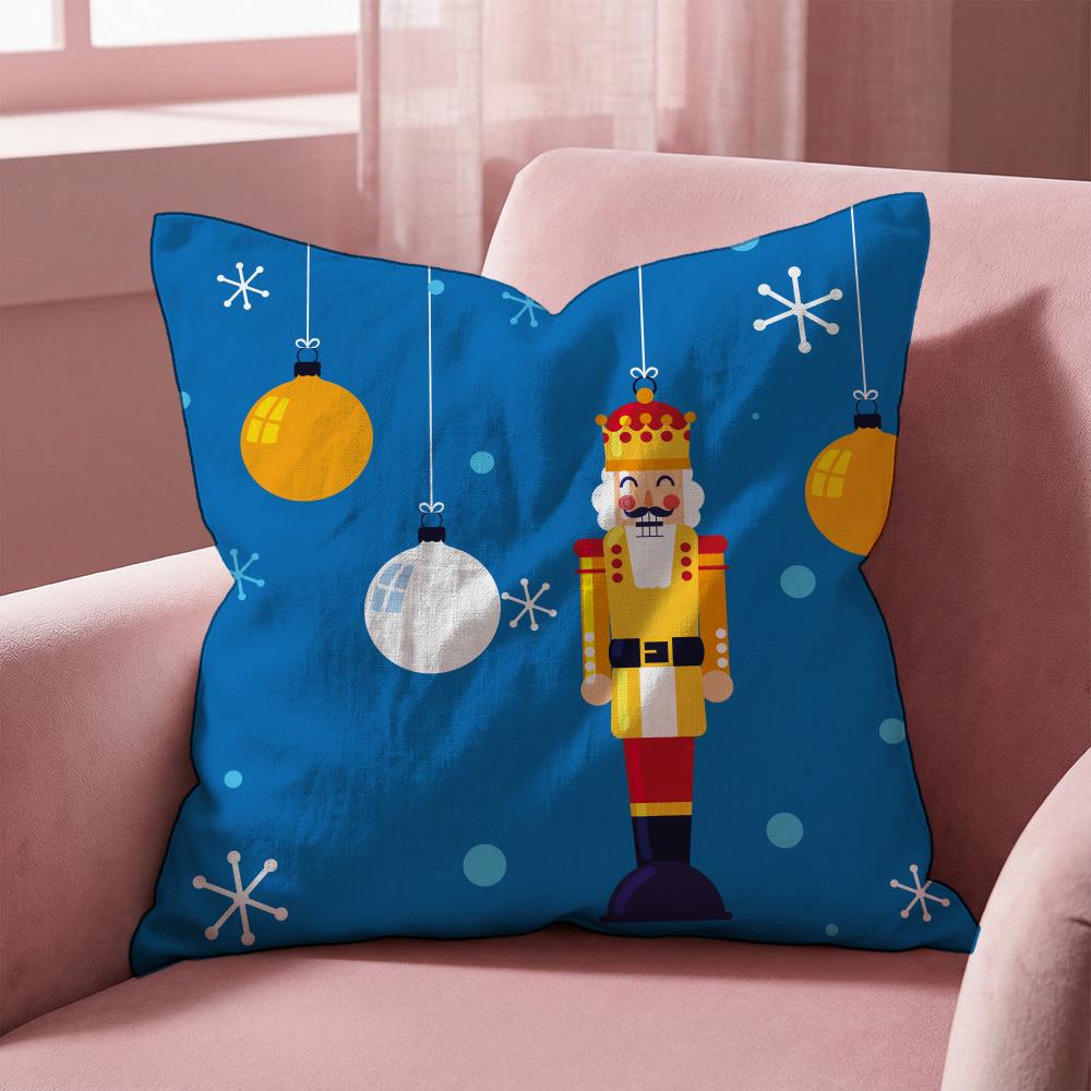 Nordic Nutcracker Soldier Toy Cushion Cover Multi-Scene Pillow Cover for Home & Car - Reversible, Soft & Durable for Daily Use