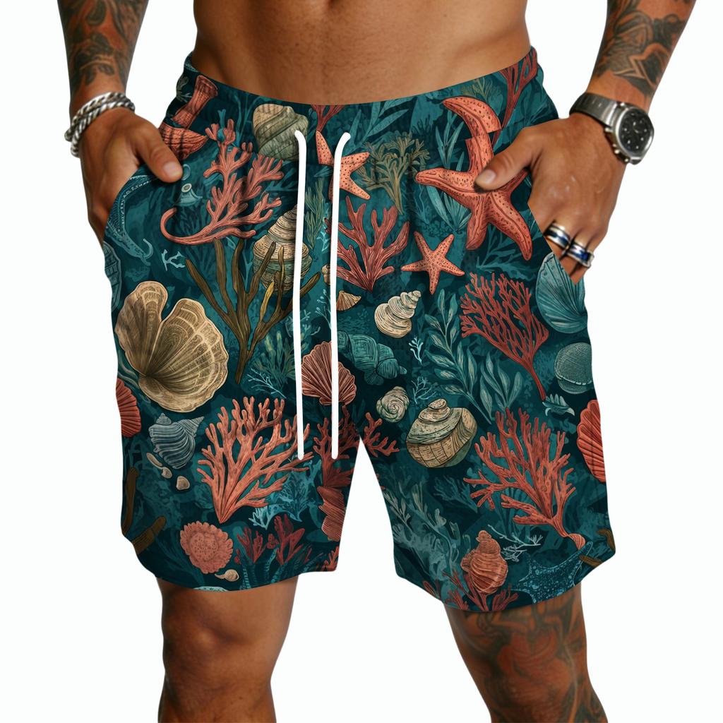 Hawaiian Shorts for Men Mens Swim Trunks Swim Trunks Men Hawaiian Swim Trunks Mens with Drawstring and Tropical Print for Swimming Beach Sports