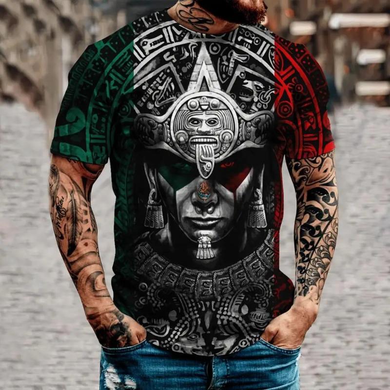 Meksyk Koszulka Męska Moda Wzór z Nadrukiem 3D Krótki Rękaw Oversize T-shirt Rekreacyjny Okrągły Dekolt Tee Streetwear