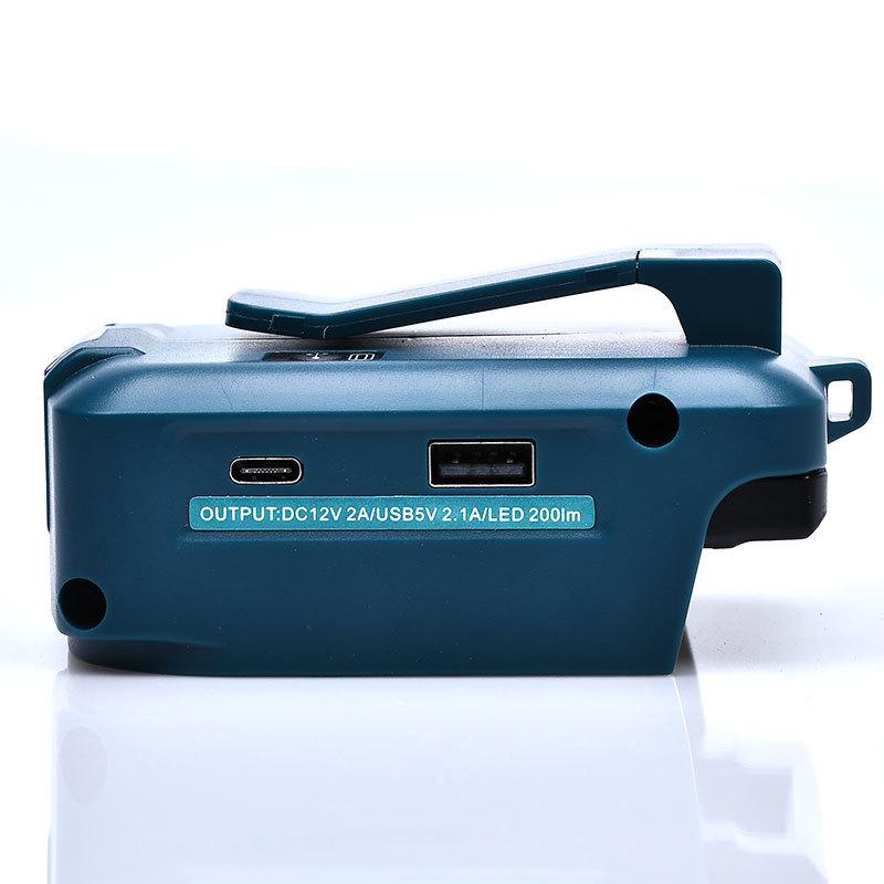 For Makita 14.4V/18V Lion Battery Dual USB converter Port with LED Light Spotlight Outdoor Flashlight for Makita Batteries