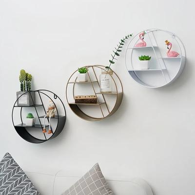 Metal Wall Shelf Organizer Wall-mounted Storage Rack Kitchen Living Room Bathroom Wall Hanging Display Racks Home Decoration
