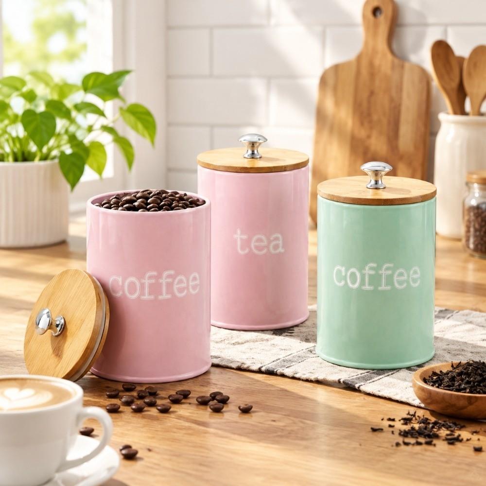 3pcs/set Large Capacity Sugar Container Moisture-proof Tea Storage Jar Living Room