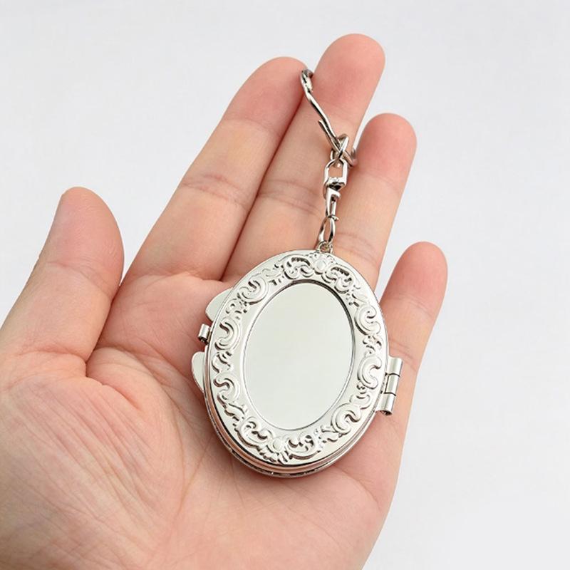 Compact Double-Sided Mini Makeup Mirror Keychain Pendant
