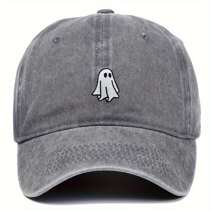 Halloween Embroidered Baseball Hat with Cute Ghost Pattern Simple Style Suitable for Men and Women