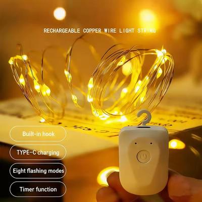 LED String Lights Rechargeable Fairy Lights Mini Twinkle Copper Light Detachable Design Halloween Wedding Xmas Gift Decor