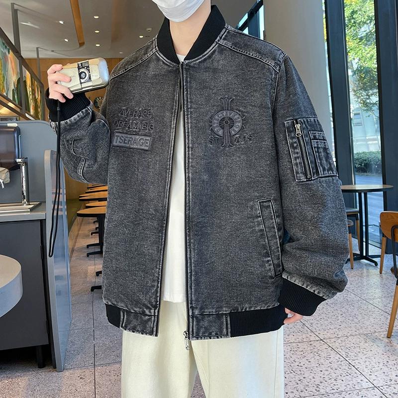 Cowboy Jacket, American Classic Baseball Collar, Fashionable and Versatile Casual Denim Jacket