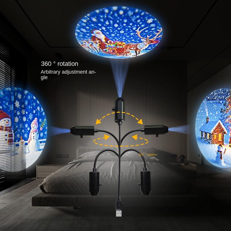 Christmas Day Projector Atmosphere Lights Night Light Space Moon Halloween Ambient Night Lamps Car Project Light USB 5V