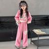 2024 Spring Fashion Girls' Loose Two-Piece Sportswear Set for Medium and Large Children.