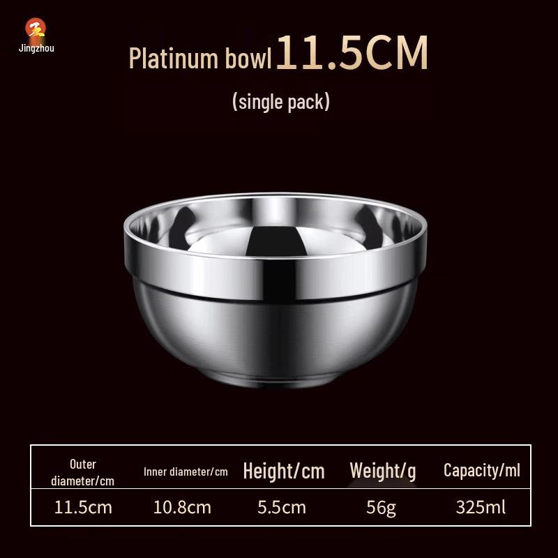 Jingzhou Double-Layer Stainless Steel Heat-Insulated Bowls 11.5cm