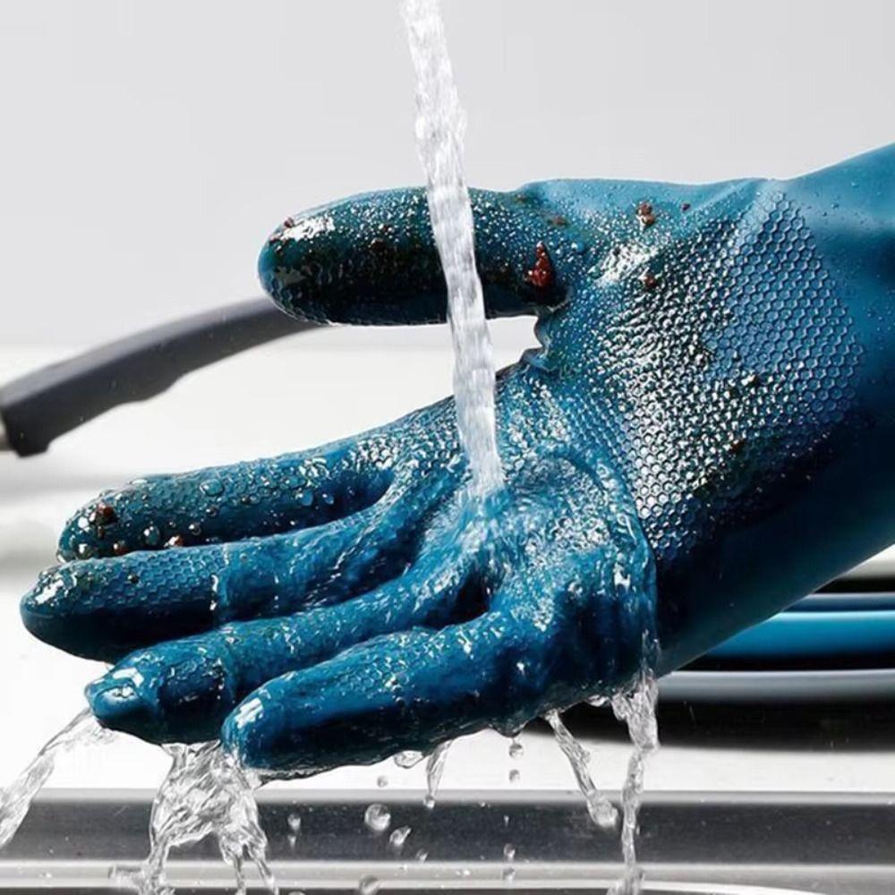 Waterproof Fleece-lined Cleaning Gloves with Fleece Thicked Dishwashing Gloves Soft Wear-resistant Warm Household Gloves