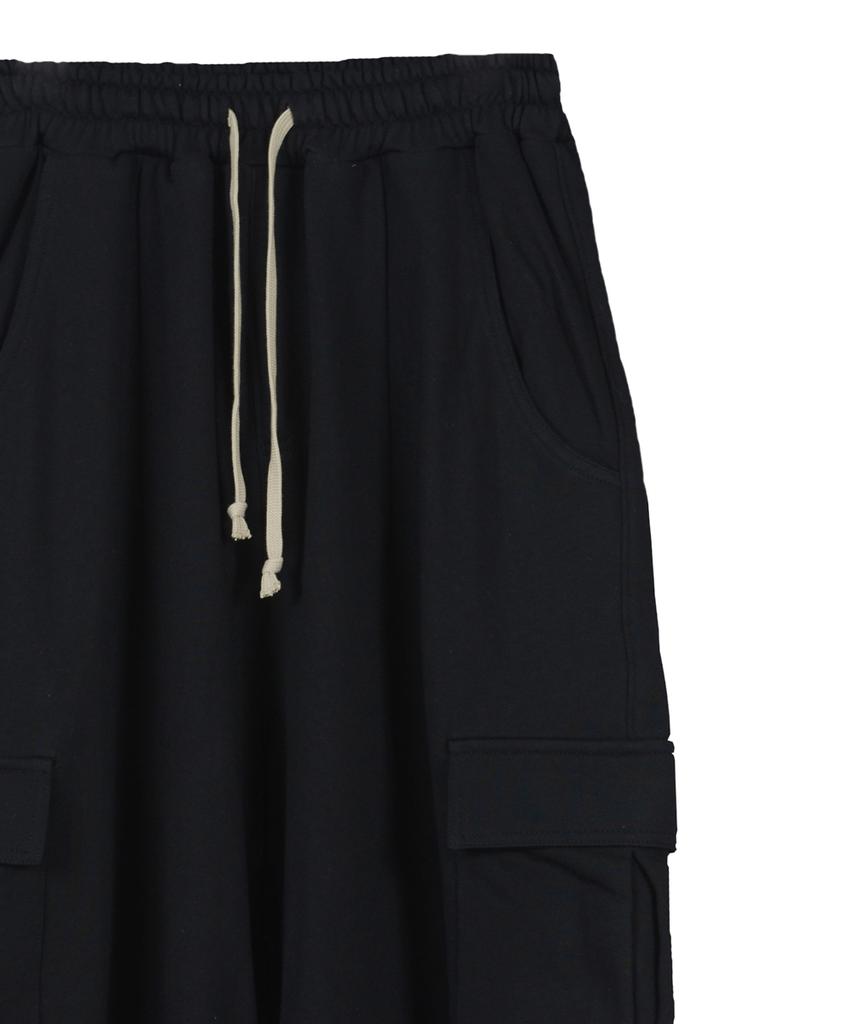 Deuneiji Wide Cotton Cargo Pants Black 0287