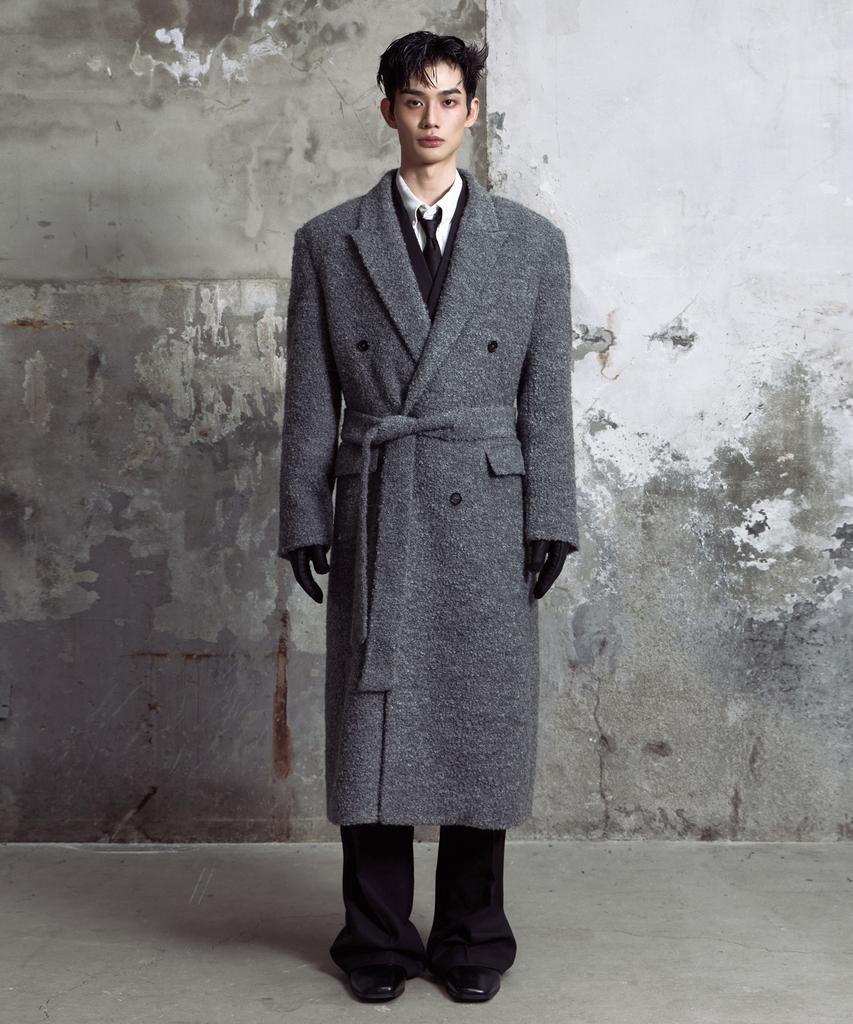 Lanarchive [0089] Boucle Double Long Coat - Grey
