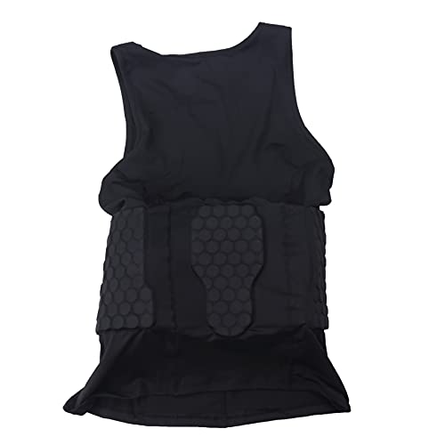 Dovhmoh Men's Rib Protector Padded Compression Shirt Training Vest with 3 Pads, Protective Gear for Soccer, Football, Basketball, Hockey, Size L