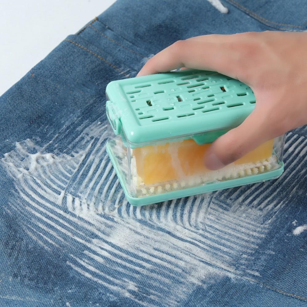Brush Type Soap Box Multifunctional Soap Dish Soap Rack Storage Box With Brush Lid Hands-free Laundry Tool Portable Foaming Box
