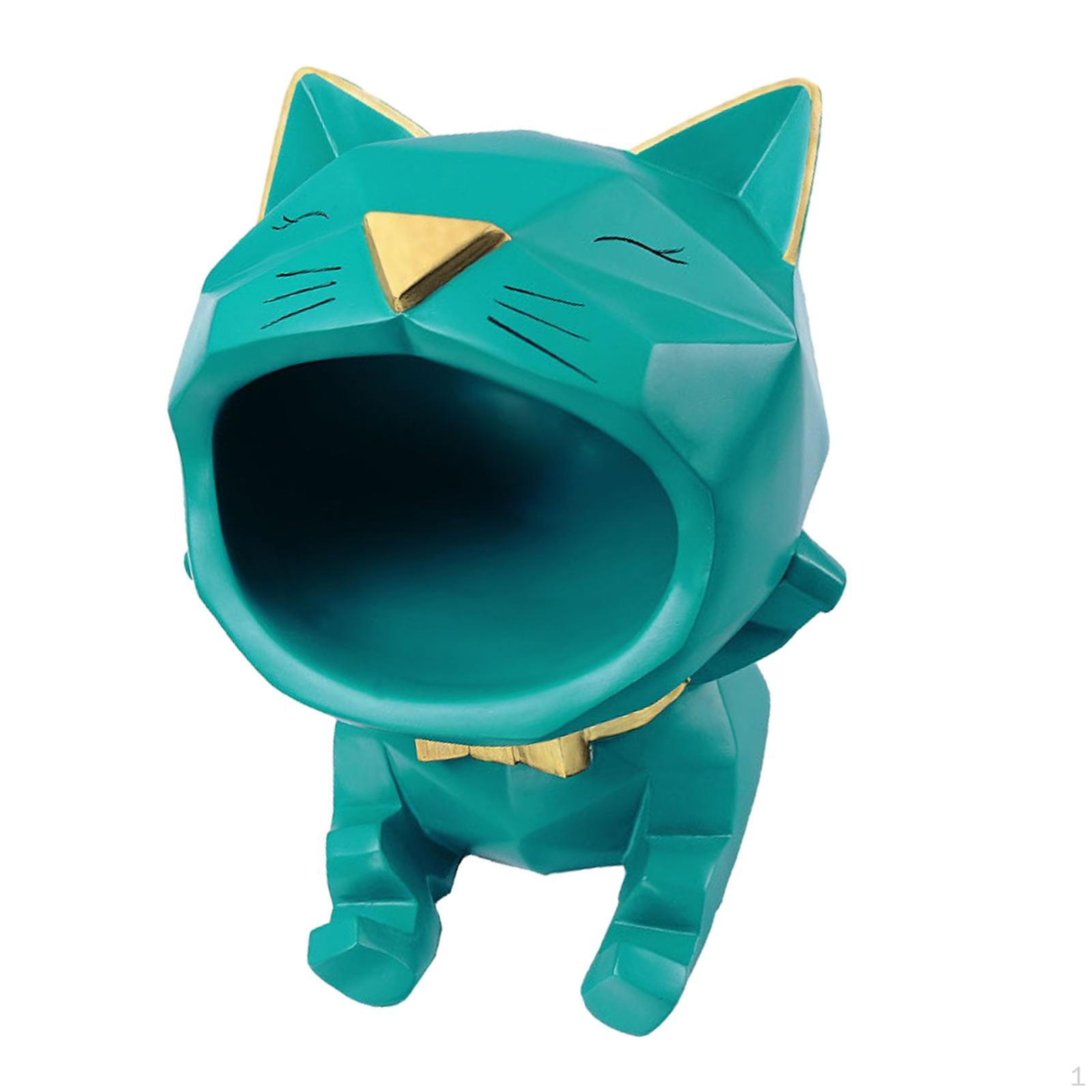 

Ящик для хранения фигурки кота в рот, большая ключница, органайзер для телефона, закуска зелёный