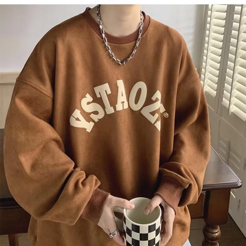 Plush Sweater Men'S Autumn And Winter New Style Hoodless Round Neck Top Ins Long Sleeve Couple Coat