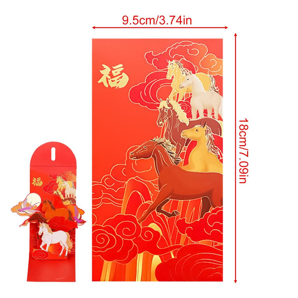 Year Of Horse Red Envelopes Portable Festival Money Packet Money Envelopes For Cash For Spring Festival Wedding Christmas