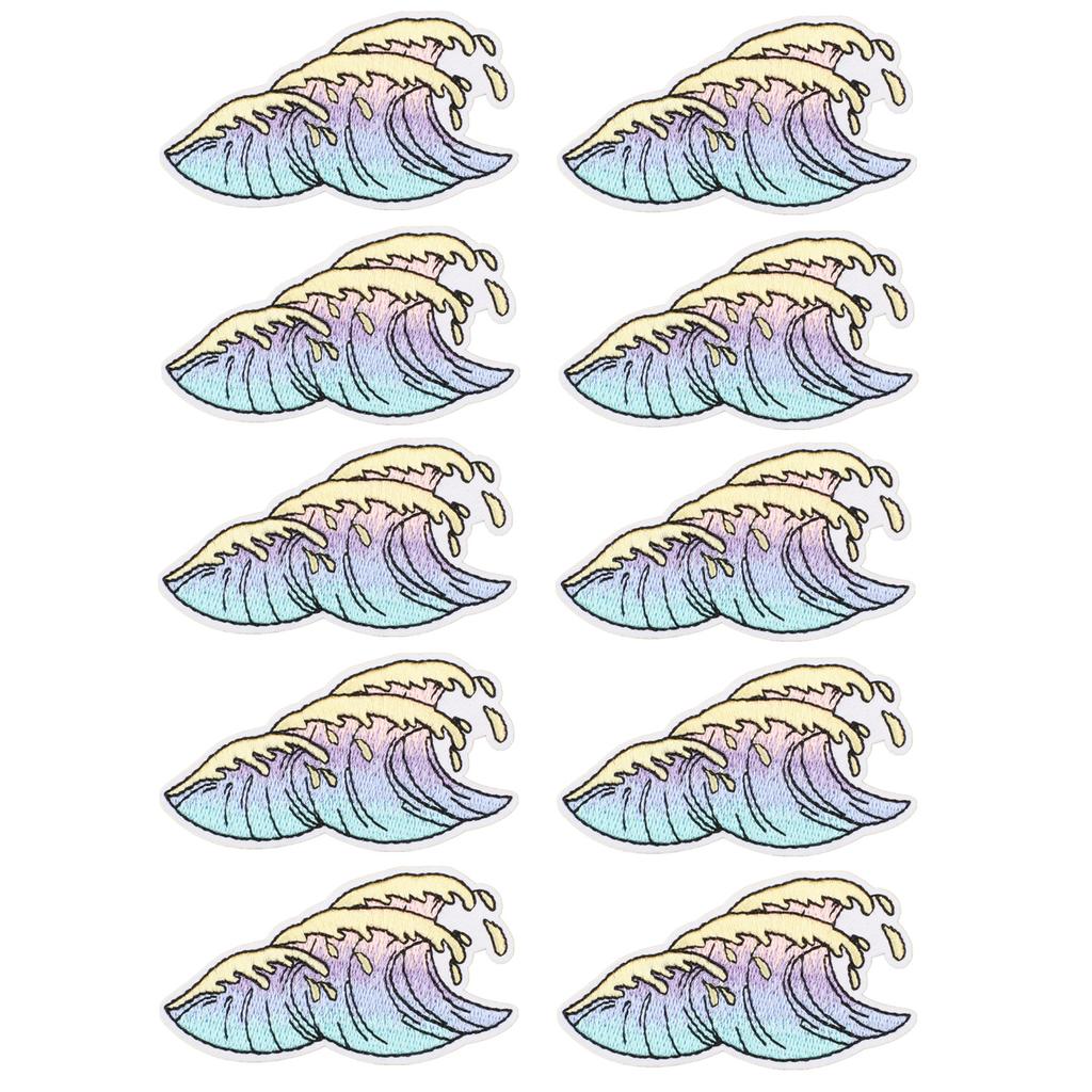 Wave Embroidery Cloth Sticker, Clothes Decoration Patch Sticker, Computer Embroidery Chapter Boy, Summer Surfing Sea Wave Embroidery Label