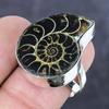 Natural Ammonite Fossil Gemstone 925 Sterling Silver Jewelry Ring Size 8 ETC-14108