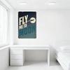 Vintage Space Age Metal Tin Sign, Rusty Retro 'Fly Me To Moon' Design with Rocket & Moon, Nostalgic Wall Art for Man Cave Bar Ho
