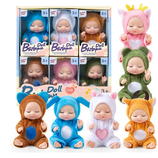 Set de mini păpuși pentru bebeluși renăscuți, drăguț, păpușă de somn cu haine, jucărie drăguță realistă din silicon pentru fetiță, băiat, ziua de naștere, cadou de Crăciun