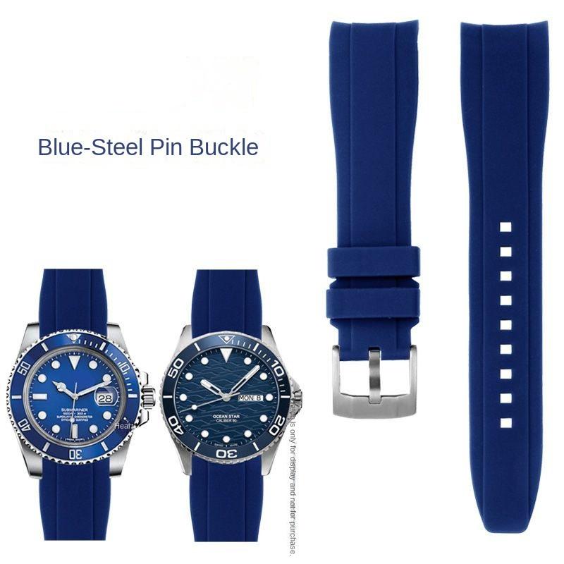 Pulseira de Borracha com Ponta Curva Para Rolex Water Ghost Seiko Mido helmsman Casio swordfish arco à prova d'água mergulho pulseira de relógio de silicone 22mm