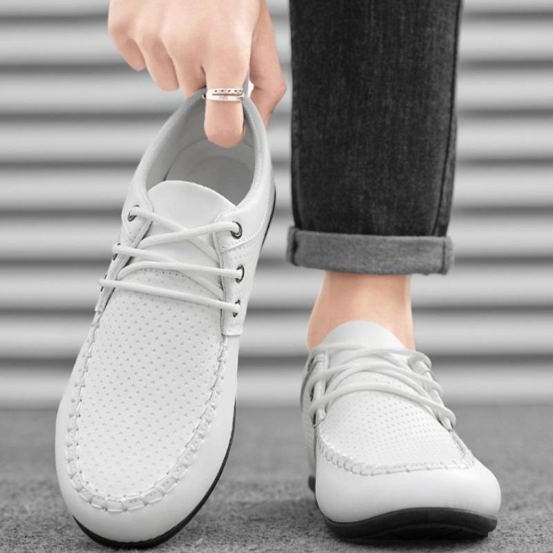 Fashion 2025New Mens Shoes Fashion Casual Leather Shoe Breathable Mesh Shoes Light Comfort Driving Shoes for Men Lace Up Flats Moccasins