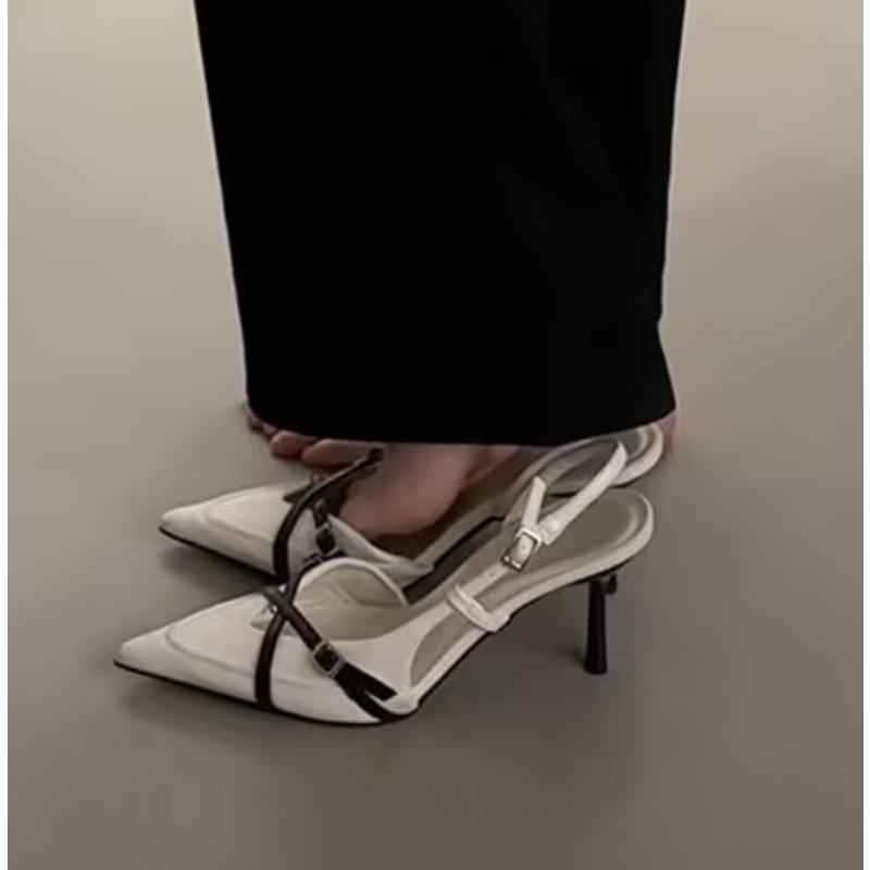 Sling Women Shoes Street Style Sexy Buckle Strap Women Sandals Pumps Elegant Pointed Toe High Heels Banquet Party Slingback Shoe