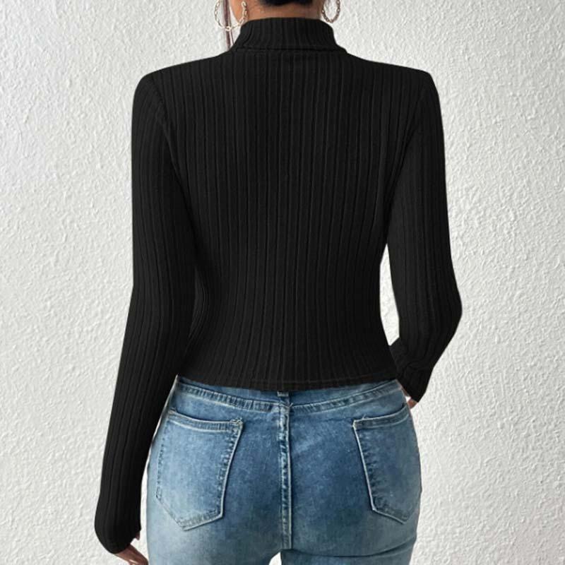 Sexy Svetr s výřezy Slim Fit Dámský Podzimní Rolák s dlouhým rukávem Volnočasový Pulovr Všestranný Top