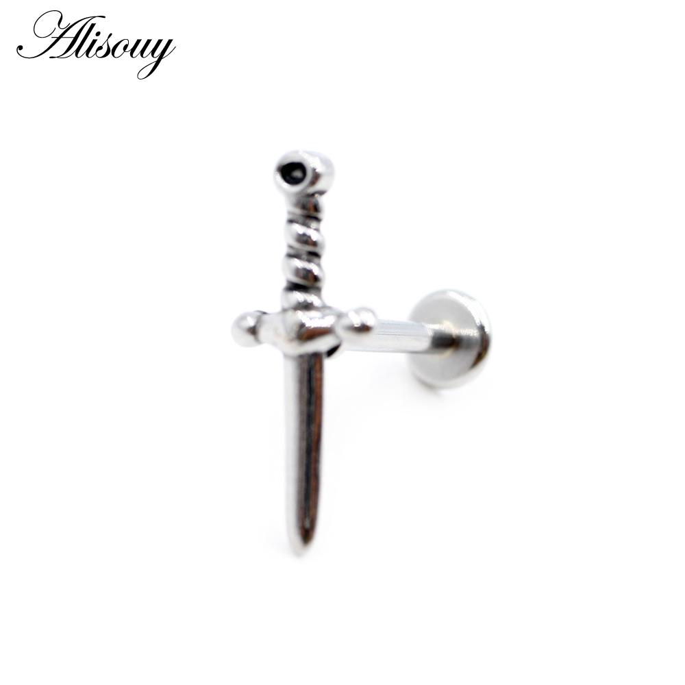 

Alisouy 1 шт., нержавеющая сталь, змеиный крест, меч, Будда, пирсинг на палец, козелок, спираль, бар, губная губа, кольцо-гвоздик, серьги-гвоздики для хряща, уха #C