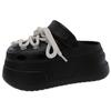 Fashion Soft Leather Lace-up Doudou Shoes, New Summer Soft-soled Comfortable Casual Shoes, Non-slip, Wave-soled Thick-soled Hole Shoes