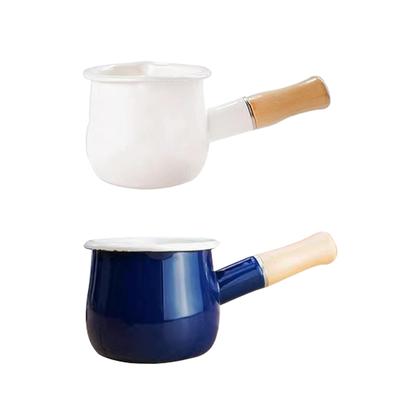 Enamel Milk Pan Heating Milk Milk Pot for Kitchen Camping Induction Cooker