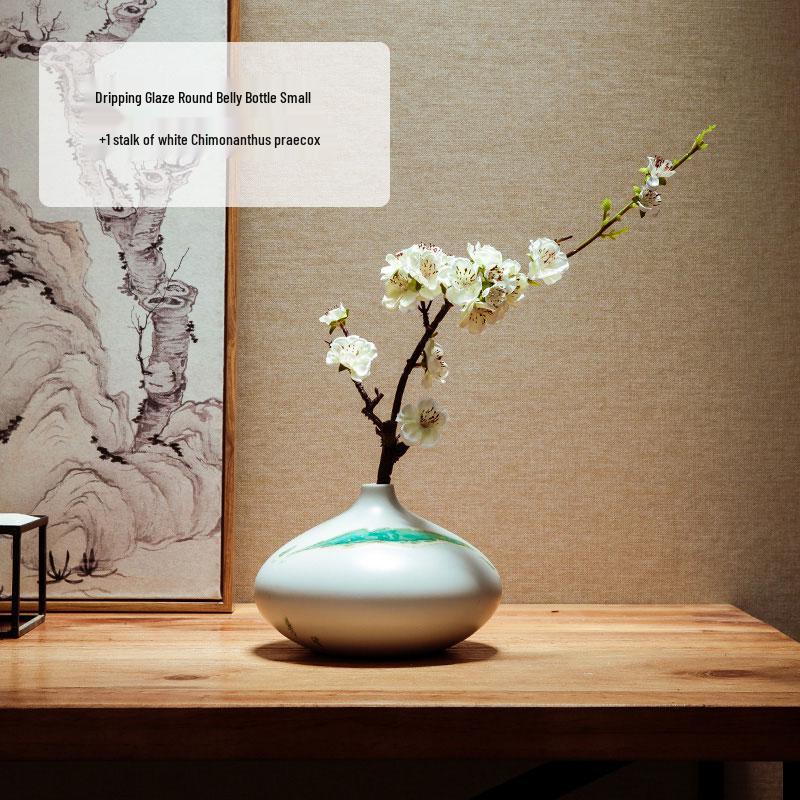 Zen Dried Flowers Vase Ornament for Dining Table, Entrance Hall, Living Room, or TV Cabinet