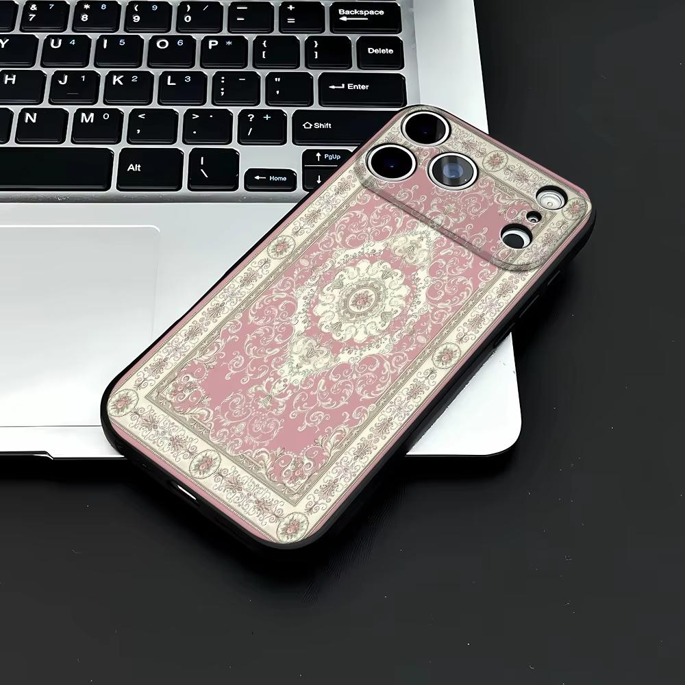 Vintage Persian Carpet Print Phone Case For Iphone 17 Air 16 16e 15plus 14 13 12 11 Pro Max Boh Rug Shockproof Silicone Cover