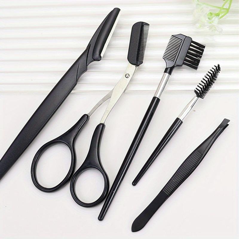 5 black facial eyebrow trimming tools, specialized eyebrow trimming scissors set
