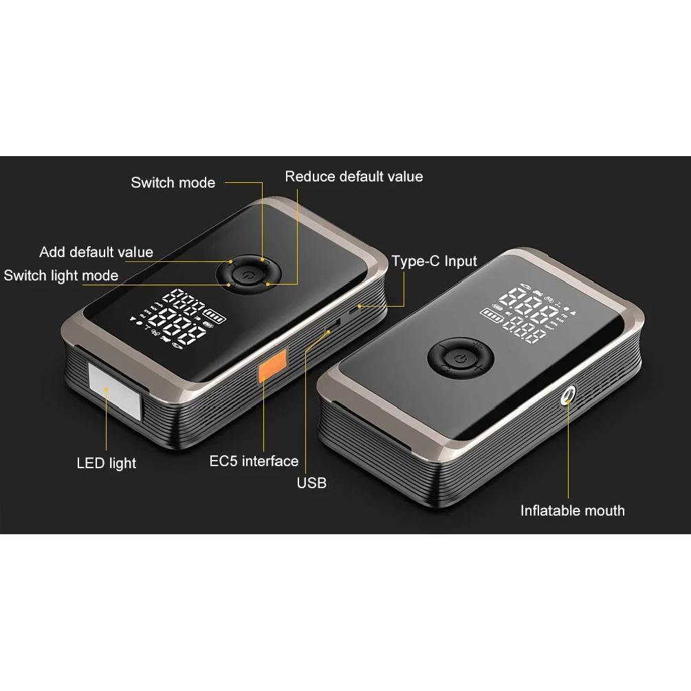 YIJU All-in-One Car Jump Starter with Air Compressor, 150PSI Tire Inflator, Portable Power Bank & Battery Booster